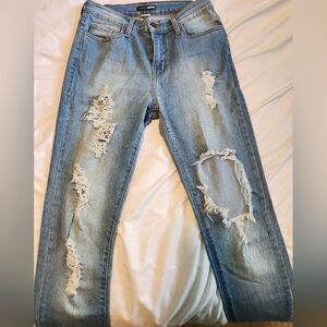 Fashion Nova Light Blue Ripped Skinny Jeans